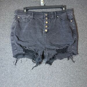 Torrid shorts Women’s Size 16 Black Denim Distressed Button-Fly  Cut Off Shorts